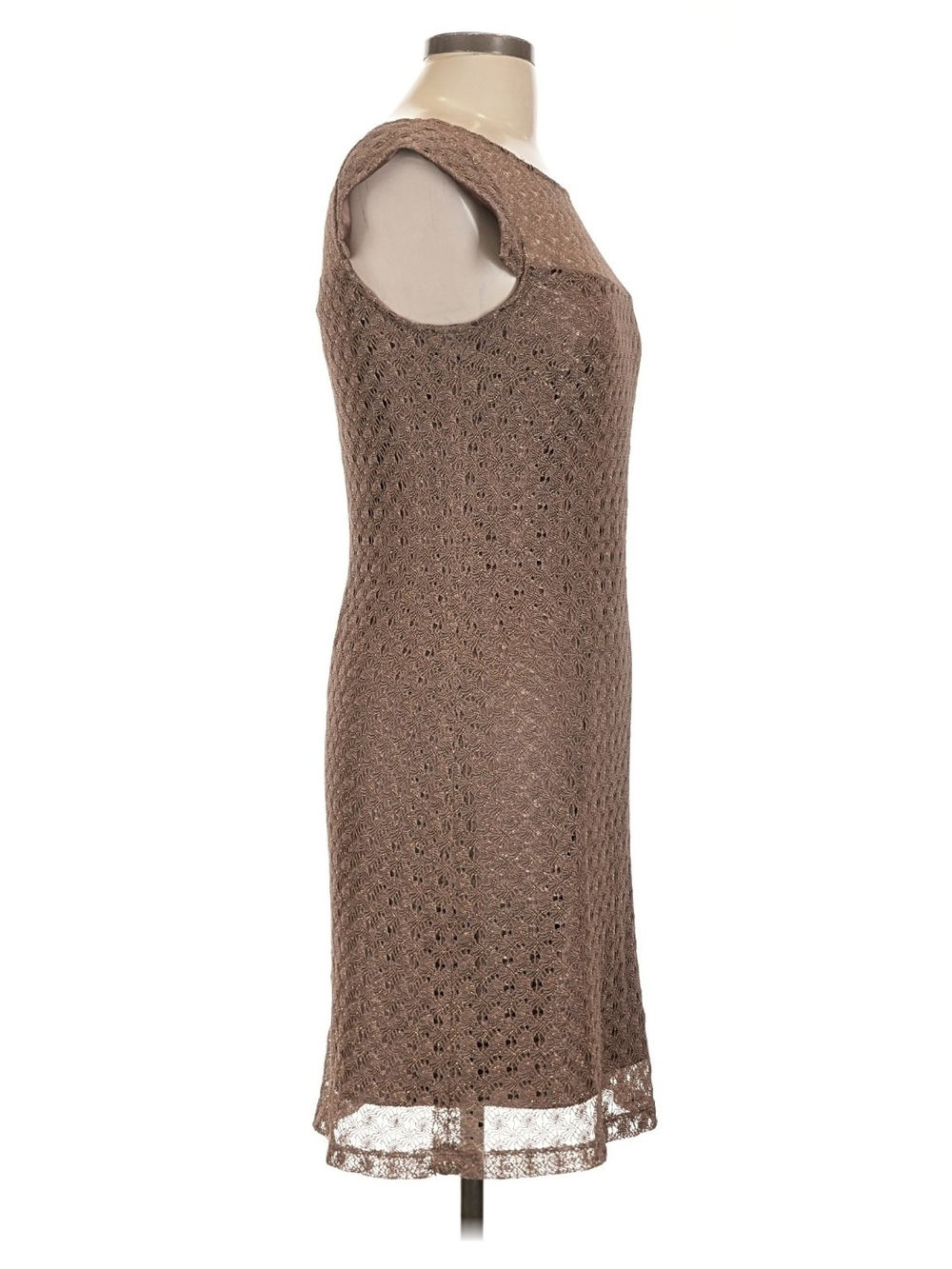 Jax Women's Brown Crochet Shift Dress - Picture 3 of 11